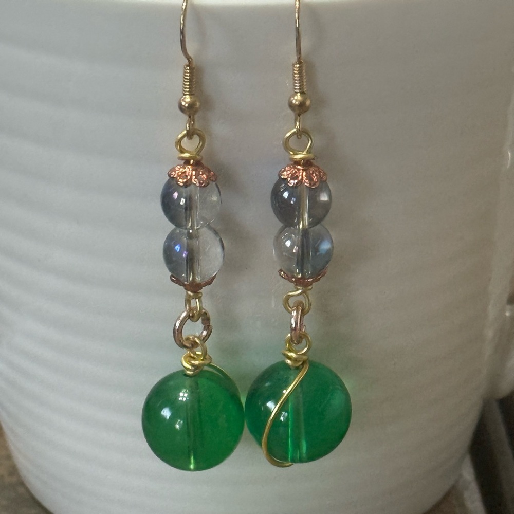 🌸4 for $10 NEW Handmade Green and Blue Dangle Earrings